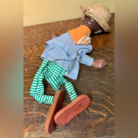 Antique Straw Hat Bandana Wearing Jigger Dancing Puppet Marionette Doll - Picture 14 of 16